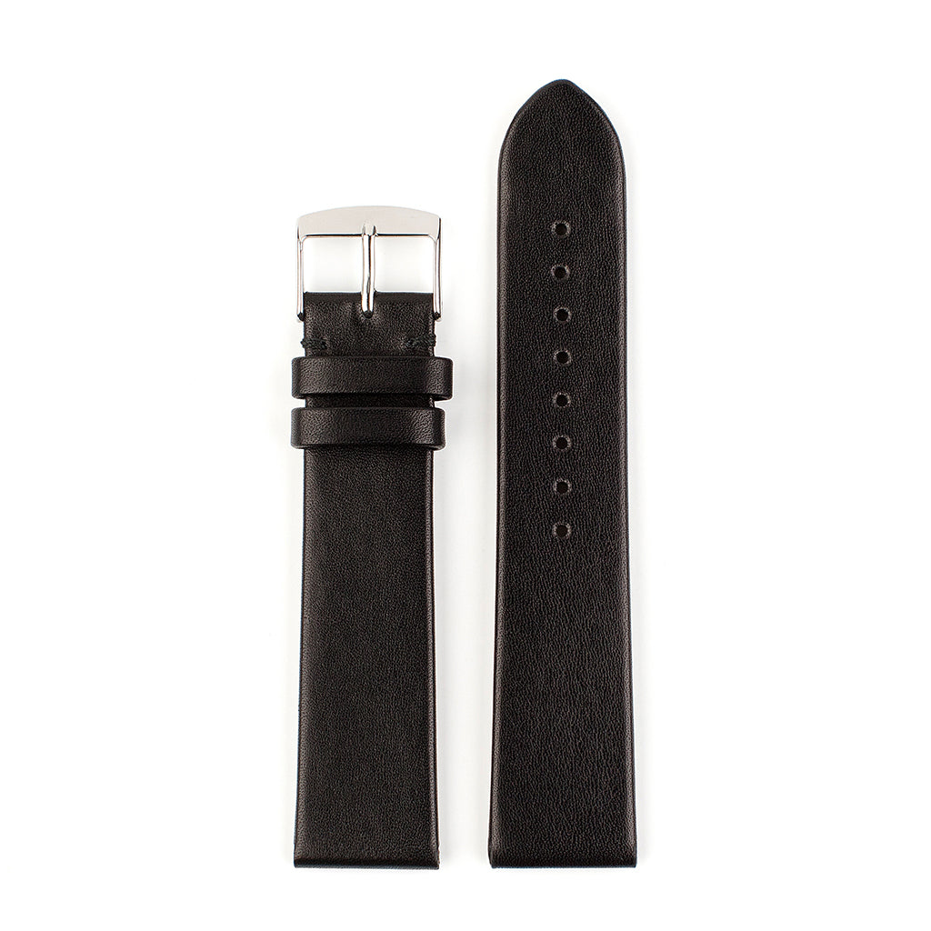 VAPAUS watch strap unstitched black leather