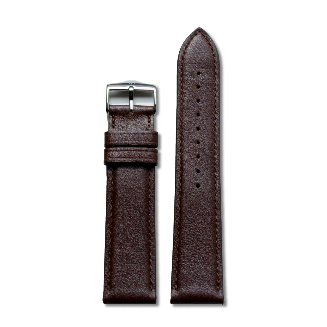 VAPAUS watch strap brown stitched leather
