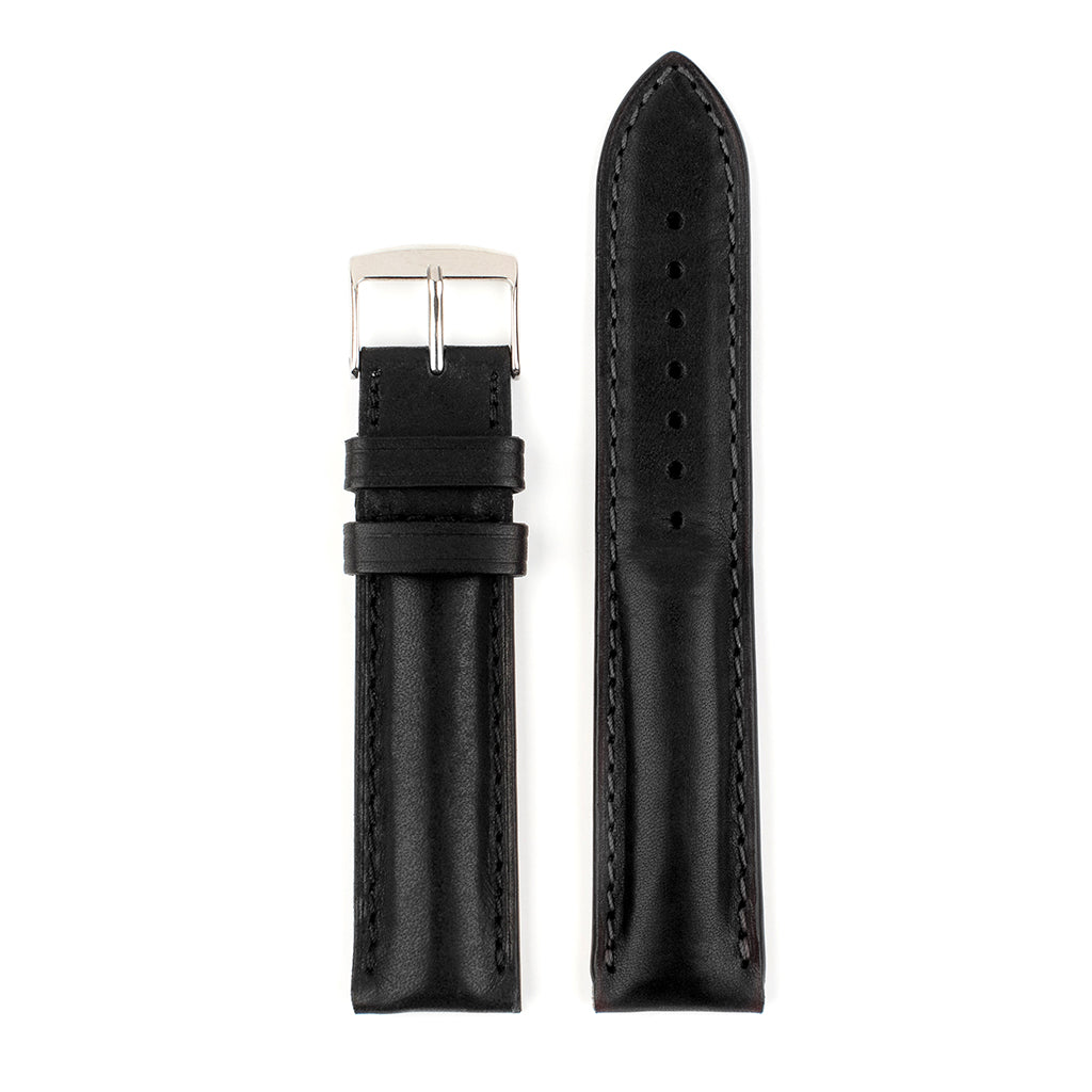 VAPAUS watch strap thick black leather