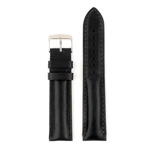 VAPAUS watch strap thick black leather